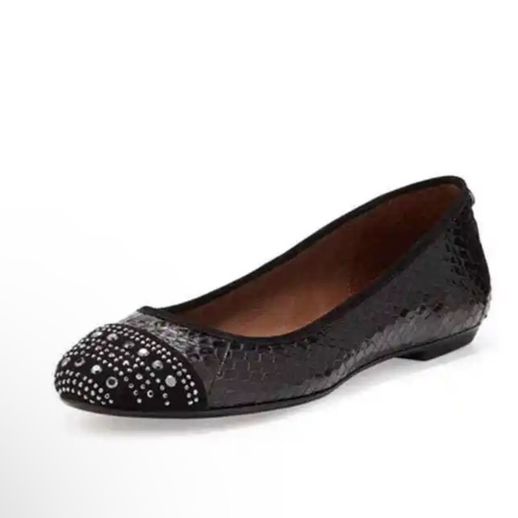Donald J Pliner Reptile Print Studded Toe Leather Ballet Flats 8.5 - Picture 1 of 10